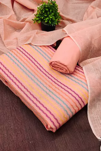 Peach color wevon designer ethnic partywear salwar kameez