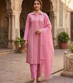 Pink color wevon designer ethnic partywear salwar kameez