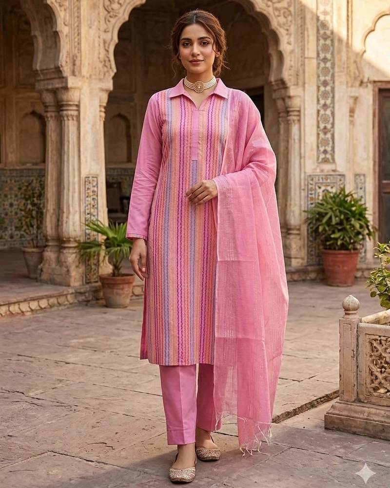 Pink color wevon designer ethnic partywear salwar kameez