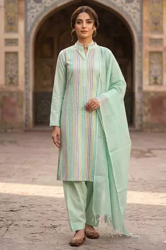 Sea green color wevon designer ethnic partywear salwar kameez