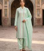 Sea green color wevon designer ethnic partywear salwar kameez