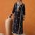 Black women ethnic motifs embroidered thread work kurta