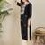 Black women floral embroidered thread work kurta
