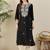 Black women floral embroidered thread work kurta