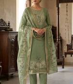 Green color cotton linen simmer fabric smart and graceful salwar kameez