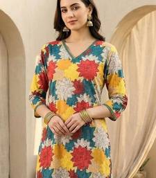 Multicolor women floral printed cotton kurta with trousers