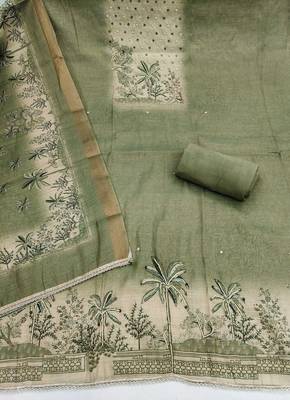Green color cotton linen simmer fabric smart and graceful salwar kameez 3