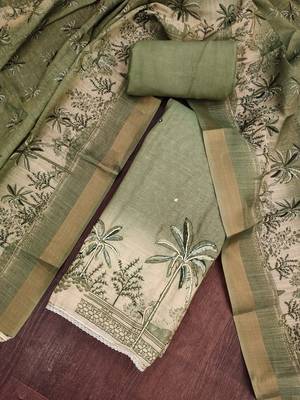 Green color cotton linen simmer fabric smart and graceful salwar kameez 4