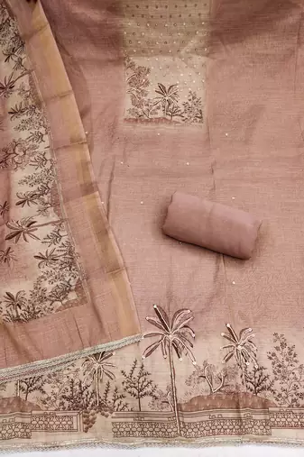 Pink color cotton linen simmer fabric smart and graceful salwar kameez