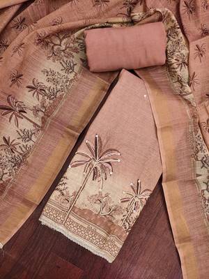 Pink color cotton linen simmer fabric smart and graceful salwar kameez 4