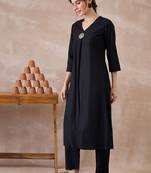 Black women regular liva kurta with trousers