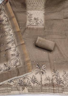 Brown color cotton linen simmer fabric smart and graceful salwar kameez 3