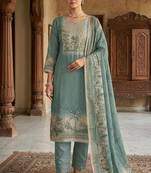Blue color cotton linen simmer fabric smart and graceful salwar kameez