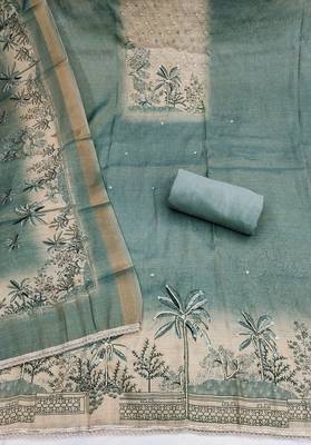 Blue color cotton linen simmer fabric smart and graceful salwar kameez 3
