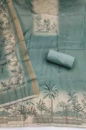 Blue color cotton linen simmer fabric smart and graceful salwar kameez