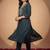 Teal women ethnic motifs embroidered regular kurta with trousers