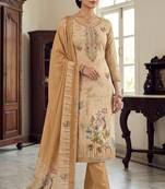 Peach color cotton linen simmer fabric smart and graceful salwar kameez