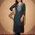 Teal women ethnic motifs embroidered regular kurta with trousers