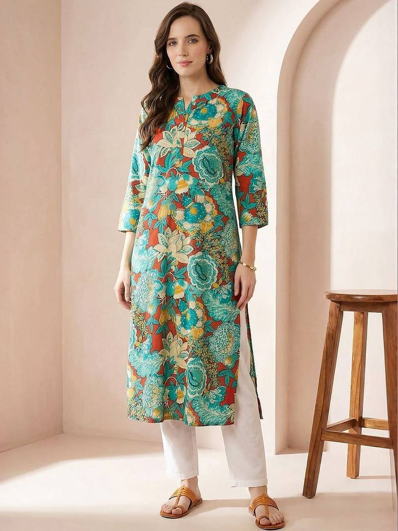 Multicolor women floral printed floral kurta