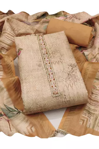 Peach color cotton linen simmer fabric smart and graceful salwar kameez