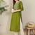 Green women floral embroidered thread work kurta