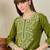 Green women floral embroidered thread work kurta
