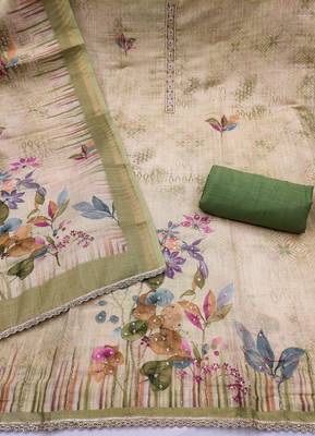 Green color cotton linen simmer fabric smart and graceful salwar kameez 3