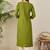 Green women floral embroidered thread work kurta