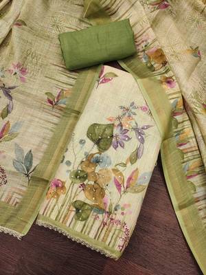Green color cotton linen simmer fabric smart and graceful salwar kameez 4