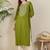 Green women floral embroidered thread work kurta