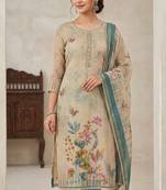 Blue color cotton linen simmer fabric smart and graceful salwar kameez