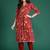 Red bandhani printed pure cotton gotta patti kurta