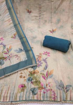 Blue color cotton linen simmer fabric smart and graceful salwar kameez 3