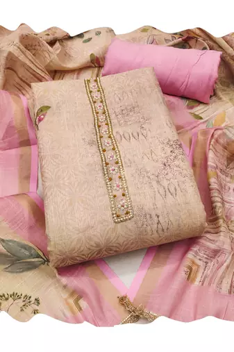 Pink color cotton linen simmer fabric smart and graceful salwar kameez