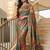 New Modal Creap With Position Print And Real Mirror Work Saree With Blouse Set For Women's
