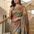 New Modal Creap With Position Print And Real Mirror Work Saree With Blouse Set For Women's