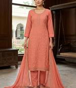 Orange color jam cotton fabric designer ethnic partywear suit