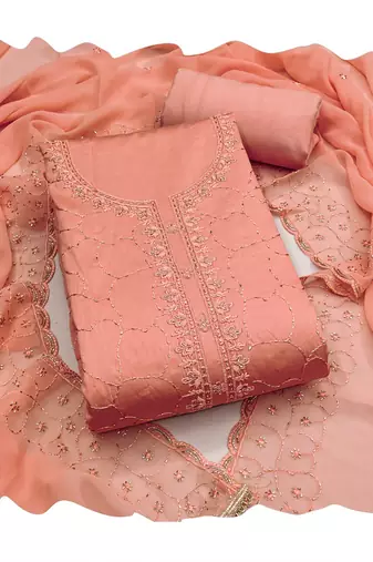 Orange color jam cotton fabric designer ethnic partywear suit