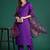 Purple women floral regular kurta with trousers & with dupatta