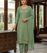 Green color jam cotton fabric designer ethnic partywear suit