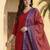 Red women ethnic motifs regular kurta with trousers & with dupatta