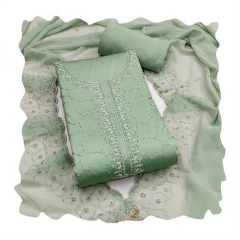 Green color jam cotton fabric designer ethnic partywear suit 2