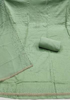 Green color jam cotton fabric designer ethnic partywear suit 3