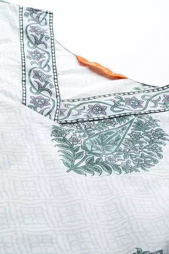 White floral printed pure cotton kurta