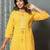 Yellow women leheriya printed mirror work kurta