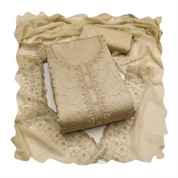 Beige color jam cotton fabric designer ethnic partywear suit 2