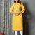 Yellow women leheriya printed mirror work kurta