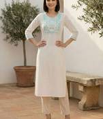 White women embroidered thread work kurta