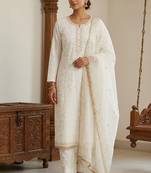 Off white color jam cotton fabric designer ethnic partywear suit