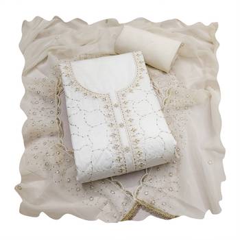 Off white color jam cotton fabric designer ethnic partywear suit 2